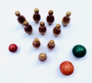 Circa 1940’s Table Top Size Game of 10 Pins